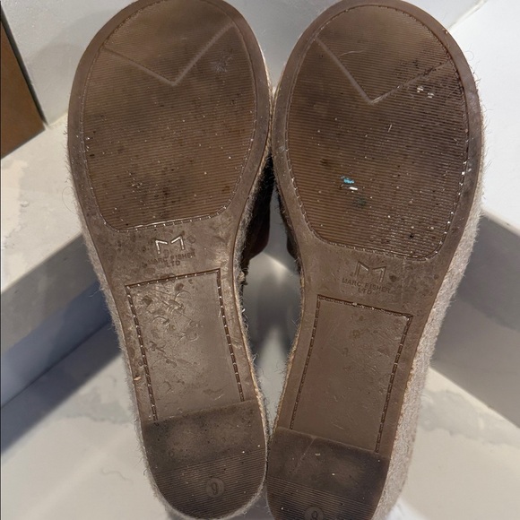 Marc Fisher Size 9 Mlalita Blush Suede Leather Upper Espadrille Wedge Sandals - Picture 15 of 16